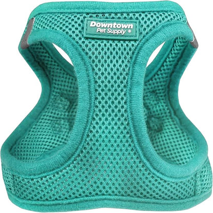Downtown Pet Supply Step in Dog Harness for Small Dogs No Pull, Medium, Bermuda Blue - Adjustable Harness with Padded Mesh Fabric and Reflective Trim - Buckle Strap Harness for Dogs