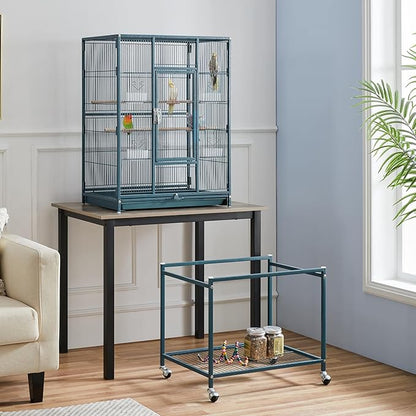 Topeakmart 54'' H Large Bird Cage Parrot Cage w/Stand Bird Cage for Conures Parakeets Cockatiels Canary Budgies Quaker Lovebird, Navy Blue