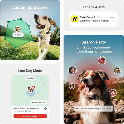 New Fi Series 3+ Smart Dog Tracker Collar [6 Month Membership Included] GPS Tracker for Dogs with Health & Behavior Monitoring, Escape Alerts, Waterproof, LED, Apple Watch Compatible (Gray, X-Small)