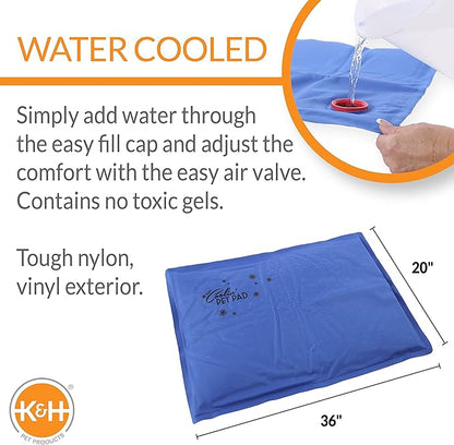 K&H Pet Products Coolin' Pet Pad Dog Mat, Portable Dog Cooling Mat for Travel or in Home, Perfect for Carriers, Crates, Outdoor Houses, Yards, Porches, Pet Beds & More - Large 36 X 20in Chill Blue