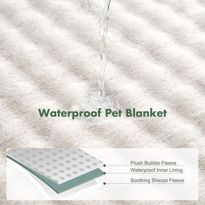 Soft Cozy Waterproof Dog Blanket for Couch - Room Decor Medium Pet Blanket for Furniture Protector, Washable Calming Dog Crate Blankets for Indoors & Outdoors, Cream, 40"x50"