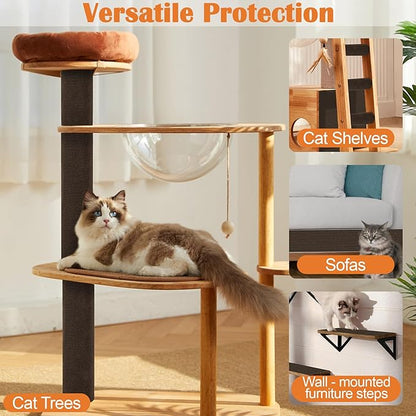 Cat Scratch Furniture Protector - 158" x 15.8" Trimmable Self-Adhesive Cats Claws Scratch Pads, DIY Cat Climbing Couch Protector for Scratch Post Cat Tree Replacement Indoor (Brown)