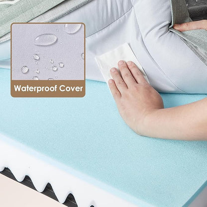 EHEYCIGA Orthopedic Dog Beds for Extra Large Dogs, Waterproof Memory Foam XL Dog Bed with Sides, Non-Slip Bottom and Egg-Crate Foam Big Pet Couch Bed with Washable Removable Cover, Greyish Green