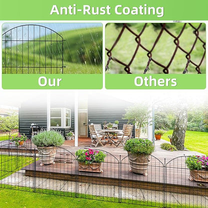 Decorative Garden Fence 24in (H) x10ft (L), 5 Pack No Dig Fence Animal Barrier for Dog, Arched Flower Bed Edging, Wire Border Panel Fencing for Yard Patio Outdoor Decor