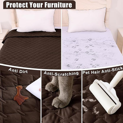 Smiry Waterproof Dog Bed Cover Blanket, Soft Reversible Pet Blanket, Washable Leakproof Cats Dogs Couch Cover for Sofa, Couch, Furniture (82x102 Inch, Chocolate/Dark Grey)