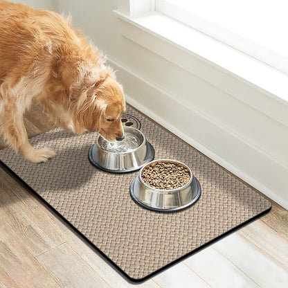 Pet Feeding Mat for Floors Waterproof Dog Mat for Food and Water Absorbent Quick Dry Non Slip mat for Cat Bowls