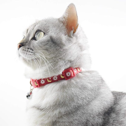 3 PCS Breakaway Cat Collar with Bell, Moon Cat Collar Adjustable Cute Kitten Collars Soft for Cat Puppy 7-10.2in (Red Pink Purple)