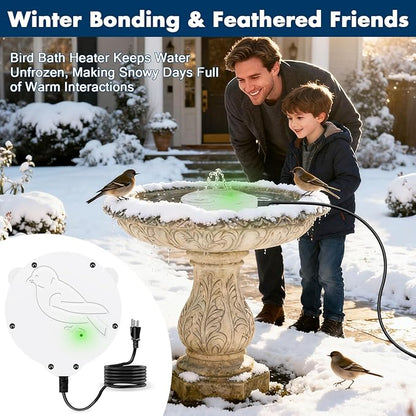 2 Pack Outdoors 100W Bird Bath Heater for Winter,Birdbath Deicer Pond De-icer Thermostatically Controlled Birdbaths Water Heater with 5.9 Ft Power Cord and Working Indicator Light