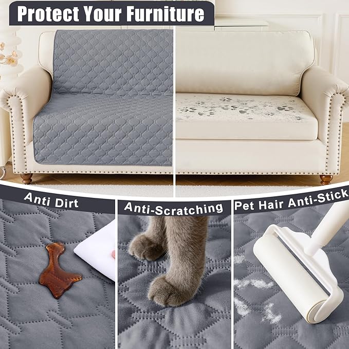 Smiry Waterproof Dog Bed Cover Blanket, Soft Reversible Pet Blanket, Washable Leakproof Cats Dogs Couch Cover for Sofa, Couch, Furniture (40x50 Inch, Grey/Light Grey)