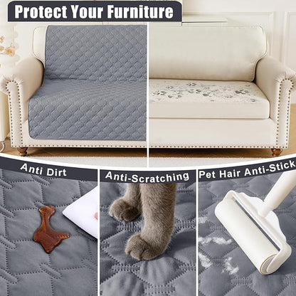 Smiry Waterproof Dog Bed Cover Blanket, Soft Reversible Pet Blanket, Washable Leakproof Cats Dogs Couch Cover for Sofa, Couch, Furniture (68x82 Inch, Grey/Light Grey)