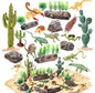 32Pcs Desert Reptiles Animals Figures Toys School Projects Diorama Kit Lizard Snake Cactus Plants Rock Playset for Kids Toddlers Cake Toppers Birthday Party Favor Decorations