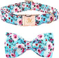 Elegant little tail Dog Collar, Rose Print Pet Collar Summer Dog Collar Durable Metal Buckle Dog Collars Cotton Pet Adjustable Dog Collars for X-Large Dogs