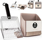 Cat Litter Scooper with Holder, Metal Litter Scoop Includes Portable Small Broom and Dustpan Set, Heavy Duty Stainless Steel Litter Scoop with Coarse and Fine Grid, Quick Sift and Easy Clean