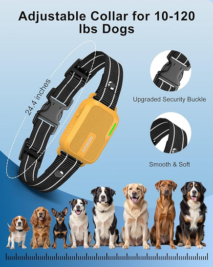 Jugbow Dog Shock Collar - 4500FT Dog Training Collar with Remote, IPX8 Waterproof Electric Dog Collar with 4 Training Modes, Security Lock, Rechargeable eCollar for 10-120lbs Dogs(Yellow)