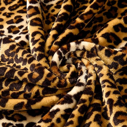 Bnuitland Leopard Print Fleece Flannel Throw (50x40inch) with Storage Pouch, 300 GSM Double Sided Lightweight for Bed Sofa Travel, Super Soft Fuzzy Fluffy Cheetah Print Blanket for Babys/Kids/Pets