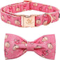 Elegant Little Tail Dog Collar with Bow, Adjustable Halloween Pumpkin Bowtie Pet Gift Collar for Small to Large Dogs