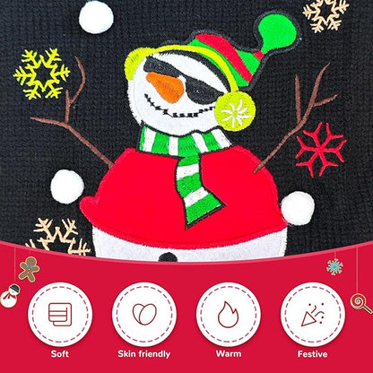 Christmas Dog Sweaters Xmas Pet Outfit Clothes Cute Black Snowman Costume Puppy Cat Knitted Jumpers (XS,Black Snowman)