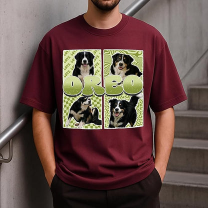 H-DEWALL Custom Shirts Custom Bootleg Rap Shirt for Him Custom Face Shirt with Photo Pet Custom Tees Gift for Dog Cat Lover