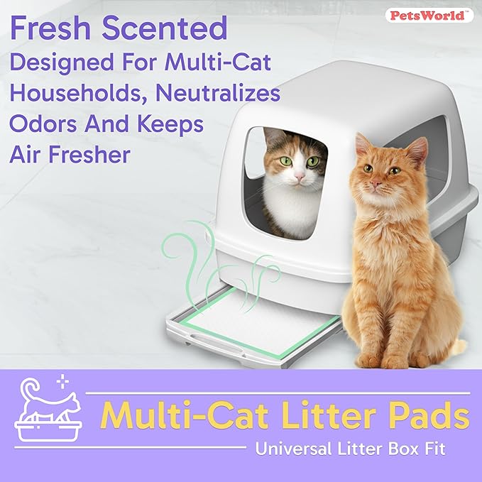PetsWorld Universal Fit Multi-Cat Pad Refills for Litter Box, Fresh Scented, Ultra-Absorbent, Odor Control, Pack of 400