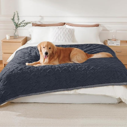 Luciphia Waterproof Pet Blanket, Liquid Pee Proof Dog Blankets for Sofa Bed Couch, Reversible Sherpa Fleece Furniture Protector Cover for Small Medium Large Dogs Cats,Dark Grey X-Large（85" x 57"）