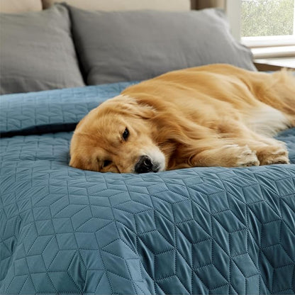 Bedsure 100% Waterproof Couch Cover for Dogs Washable - Non Slip Waterproof Blanket Large for Bed Sofa, Lightweight Furniture Protector Durable for Pet Cat Puppy with Non-Slip Bottom, Blue, 52x82IN