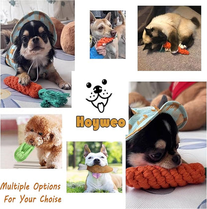 3PCS Natural Cotton Rope Toys for Small Dogs and Puppies, Dog Dental Care Chew Toys for Teething, Anxiety Relief,Helps Clean Teeth & Prevent Furniture Destruction(Slipper Set)
