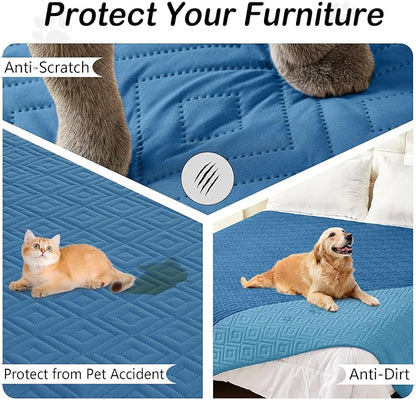 hyha Waterproof Dog Blanket, Soft Dog Bed Cover Pet Blankets, Waterproof Sofa Couch Cover for Dogs Washable, Reversible Pet Couch Covers for Sofa Furniture (40x70 Inch, Navy Blue/Blue)
