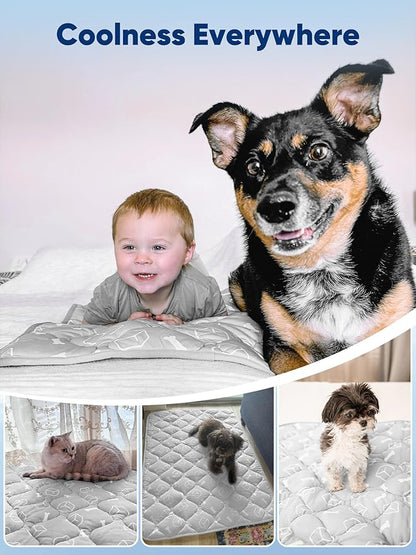 Rywell Dog Cooling Mat 2.0, Elegant Grey, 36"*27" Thick & Durable Cooling Mat for Large Dogs, Extended Cooling with Waterproof & Color-Changing Arc-Chill Fiber (Q-Max>0.5), Ideal for Summer