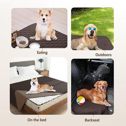 gogobunny 100% Double Sided Waterproof Dog Blanket Soft Pet Bed Cover Reversible Protect Furniture Couch Sofa Car for Puppy Large Dog Cat (Dark Coffee/Light Coffee, 82x120 Inch (Pack of 1))