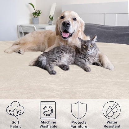 PETMAKER Dog Blanket - 60x70in Reversible Sherpa Blanket - Throw Blankets for Bed, Couch, Crate, or Car - Machine Washable Puppy Essentials (Cream)