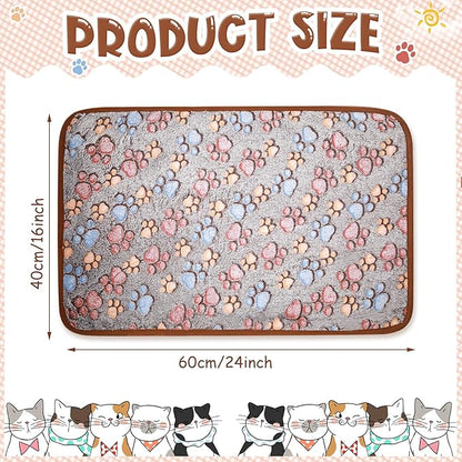 Tegeme 8 Pcs Fleece Dog Blankets for Small Dogs Cat Soft Coral Velvet Warm Sleep Mat Fluffy Dog Paw Print Blanket for Kitten Doggy Small Animal(24 x 16 Inch,Dark Gray)