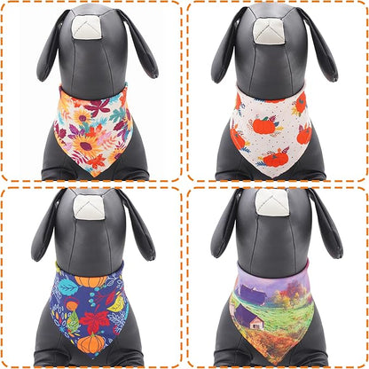 30 Pcs Fall Dog Bandanas Bulk 25 Inch Stitch Edge Dog Bandanas for Small Medium Dogs Breed Adjustable Autumn Scarves Grooming M