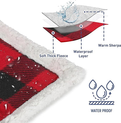 Kritter Planet Waterproof Pet Blanket for Bed, Reversible Sherpa Fleece Protector Couch Cover for Pets, Liquid Proof Furniture Protector for Medium Large Dogs