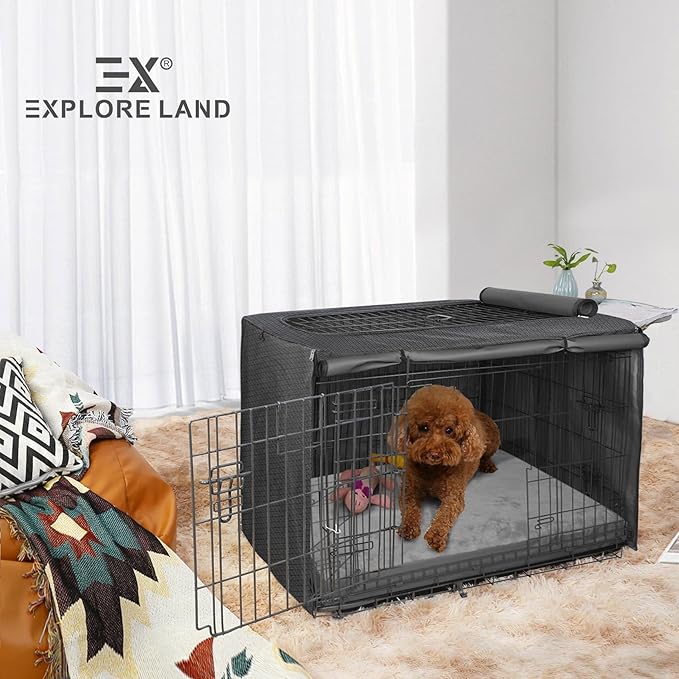 Explore Land Waterproof Dog Bed Cover Machine Washable Fluffy Dog Bed Replacement Cover for 42 Inch Crate, 40Lx27Wx4H inch, Gray