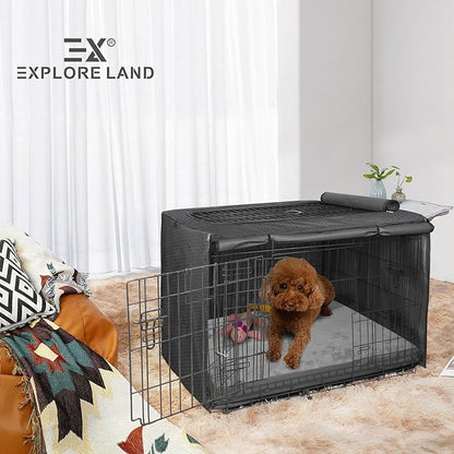 Explore Land Waterproof Dog Bed Cover Machine Washable Fluffy Dog Bed Replacement Cover for 42 Inch Crate, 40Lx27Wx4H inch, Gray