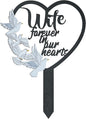 BUoonyer Stake Graves Cemetery Decorations - Wife Metal Memorial Grave Markers, Women Heart Graveyard Sympathy Plaque, Dove Remembrance Graveside Burial Decor Sign for Outside Yard Garden