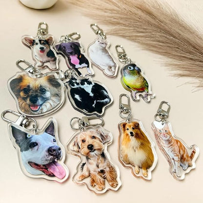 Custom Acrylic pet Keychain - Personalized Gift with Photo Engraved - Durable Dog Cat Lover Accessories