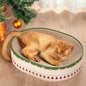 Cat Scratcher Bed, 2 in 1 Oval Cat Scratching Board for Indoor Kitty Scratch Pad Corrugated Cardboard Lounge Bowl Nest Couch Sofas for Kittens, Includes Cat Toy, Christmas