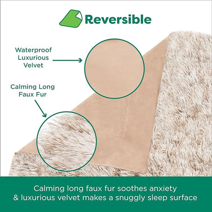 Furhaven Waterproof Throw Blanket for Dogs & Indoor Cats, Washable - Shaggy Plush Calming Long Faux Fur & Velvet Dog Blanket - Driftwood, Large (Pack of 2)