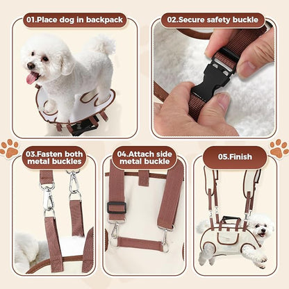 Hands Free Dog Backpack Carrier for Small Dogs, Yorkie Shoulder Carrier Sling Backpack Carriers Dog Lift Harness Portable Breathable Pet Carrier Backpack for Small Puppies (S, 4.4-8.8 lbs)