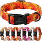Fall Dog Collar, Gold Maple Leaves Pattern Fall Thansgiving Puppy Collar, Soft Adjustable Cotton Holiday Dog Collars for Small Medium Large Boy&Girl Dogs M