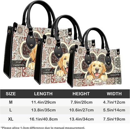 Personalized Pet Mom Leather Handbag – Custom Name Dog Cat Photo Purse, Pet Lover Gifts for Women, Christmas