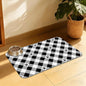 Cat Checked Plaid Dog Cat Food Mat, Absorbent Feeding Mat with Fast-Dry Surface, Rubber Backing for Messy Drinkers – 12x20 Inch