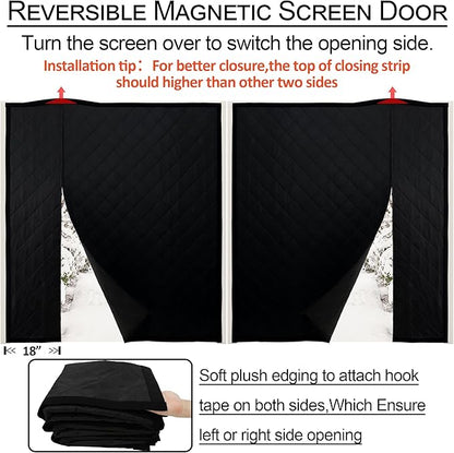 Reversible Wide Magnetic Thermal Insulated Door Curtain for Winter,Thicken Polyester Fiberfill & Heavy Duty Oxford Cloth,Temporary Window Insulation Cover Curtain for French Sliding Door,74”x81”