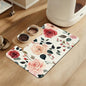 Pink Flower Leaf Pet Feeding Mat–Christmas Stocking Quick Dry Absorbent Dog Cat Food Mat, Non Slip Waterproof Bowl Placemat for Messy Eaters, Pet Accessories for Floors 12"x20"