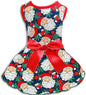 Pohshido Christmas Dog Dress, Winter Holiday Santa Claus Skirt with Cute Bow for Boys and Girls Small Pet Puppies Doggie