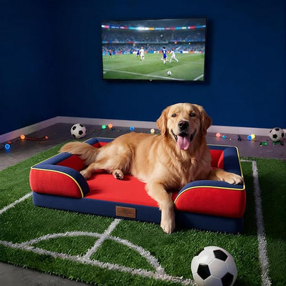 Comfort Expression Orthopedic Dog Bed for Extra Large Dogs 45x35 Inch, Waterproof Egg Crate Foam XL Pet Bed with Removable Bolsters, Dog Couch with Washable Cover & Non-Slip Bottom, Kansas