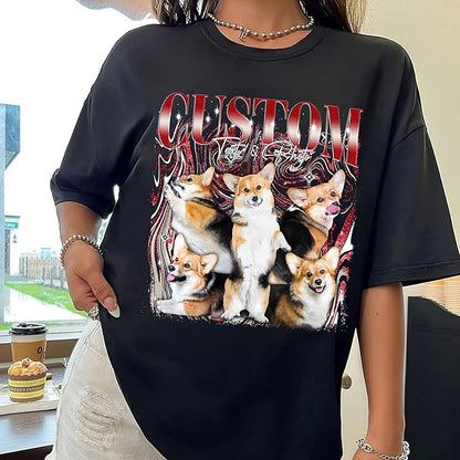 NAZENTI Custom Bootleg Rap Tee, Custom T-Shirts with Picture, Retro Custom Bootleg, Valentine's Gifts for Him Her