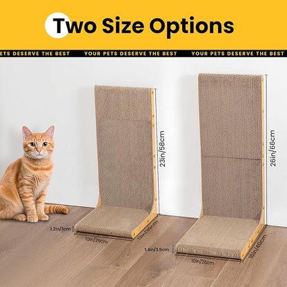 Cardboard Cat Scratcher,23 Inch L Shape Scratch Pad Wall Mounted,Vertical Scratching Board, Durable Cardboard to Protect Furniture for Indoor Cats,Wood Grain Large