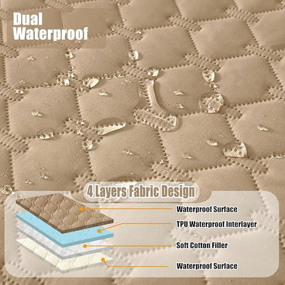 Smiry Waterproof Dog Bed Cover Blanket, Soft Reversible Pet Blanket, Washable Leakproof Cats Dogs Couch Cover for Sofa, Couch, Furniture (30x53 Inch, Camel/Beige)